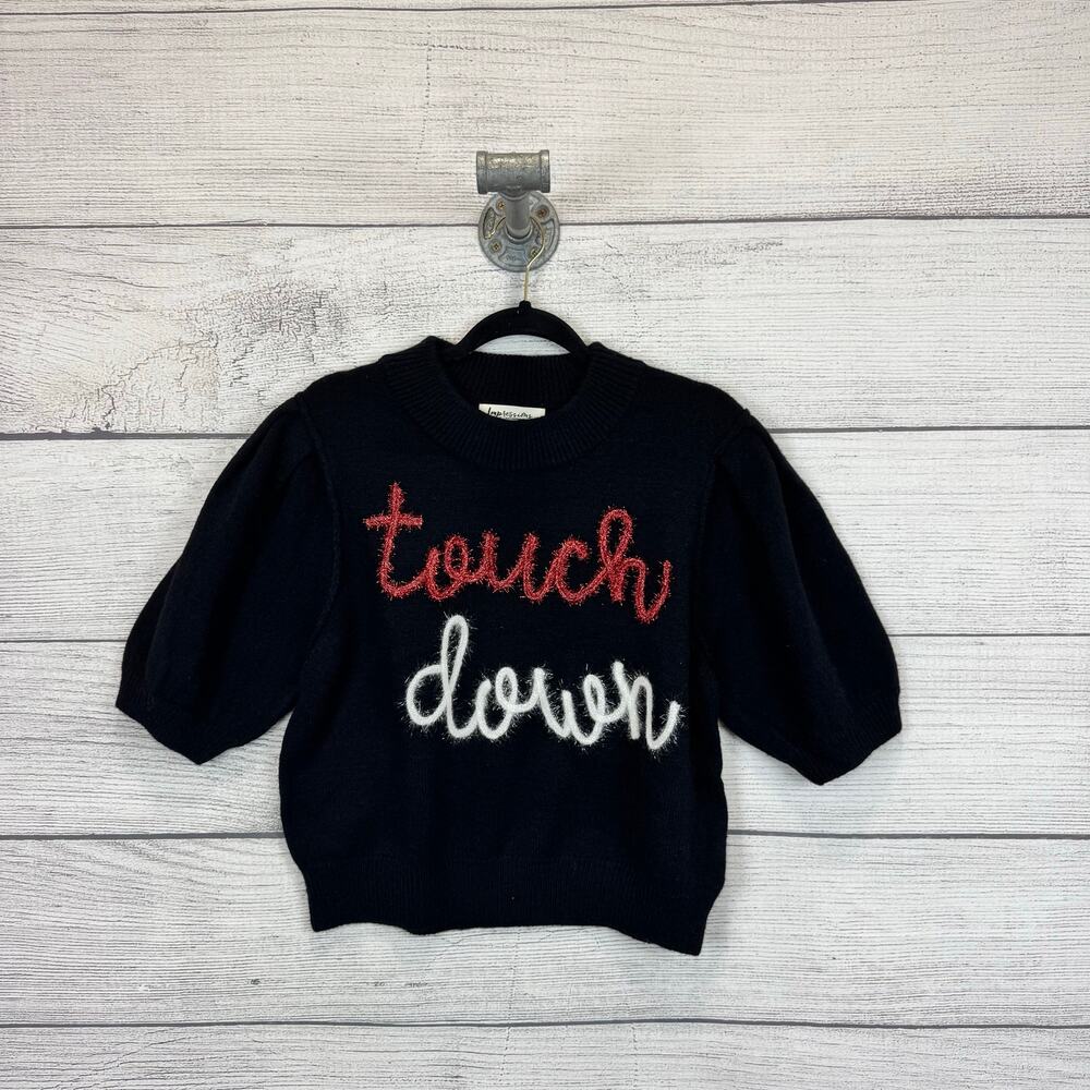 Impressions Plus Size Black Touchdown 3D Puff Sleeve Sweater Size 1X